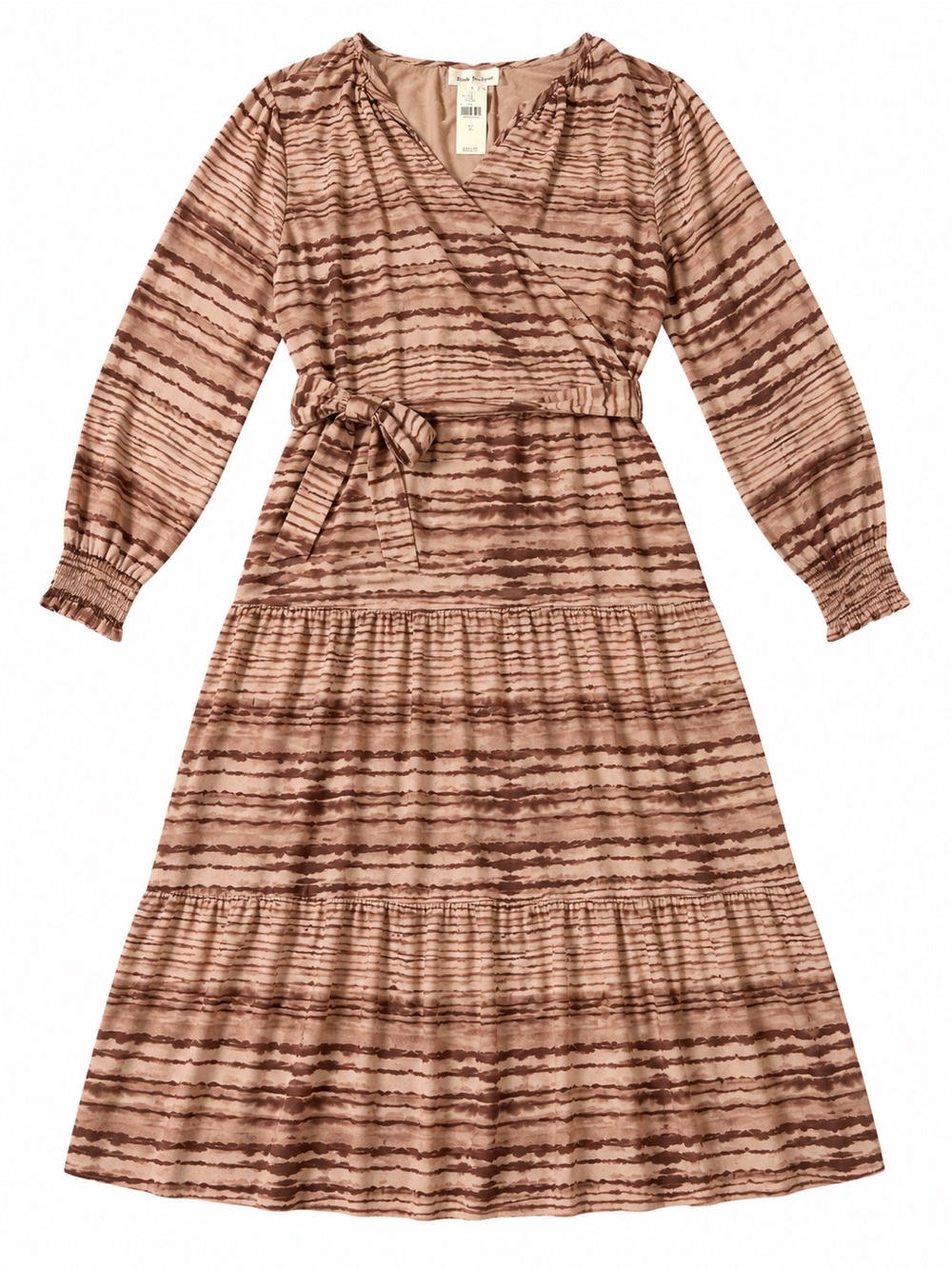 cloth & stone Striped Wrap Maxi Dress in Blush Brown